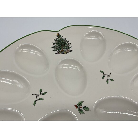Spode Christmas Tree Devilled Egg Platter/Plate Christmas Serveware, Holiday - Picture 7 of 15